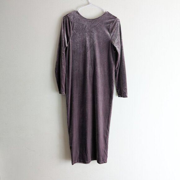 Mauve Velour Shift Dress with Deep V Draped Back - Picture 1 of 2